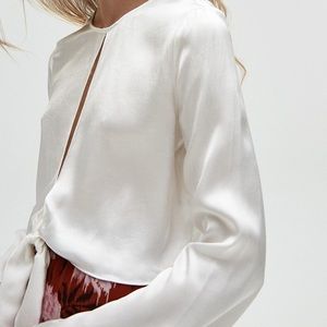 Stelen White Blouse with Open Front